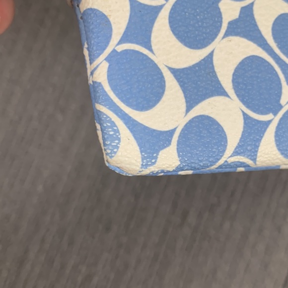 Coach Wristlet Wallet Womens Small Blue White Coated Canvas Signature Clutch - Picture 7 of 15